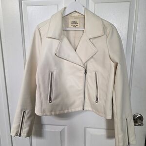 Ashley By 26 International Off-White Leather Moto Jacket